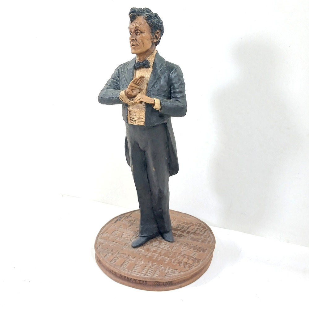 Vintage‎ 1986 Flambro The Conductor Figurine Music Auld Lang Syne Base 10 Inch